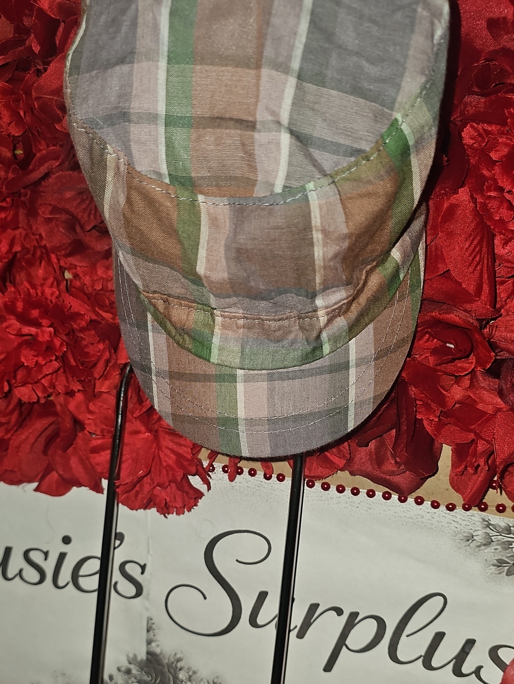 Mossimo Plaid Cotton Cap in Brown, Green and Gray One Size